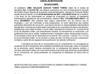 Cartel de notificación.