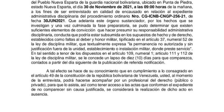 Cartel de notificación.