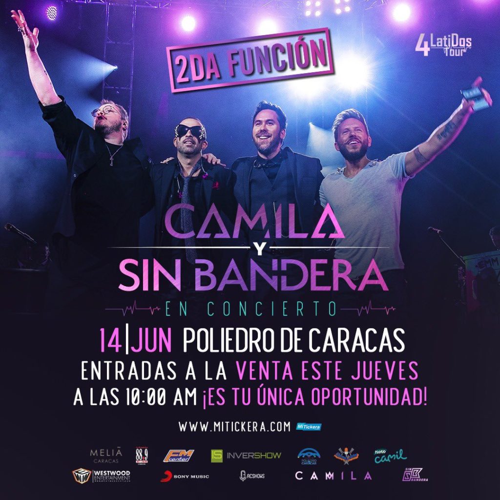 Camila y Sin Bandera abren segunda función en el Poliedro de Caracas