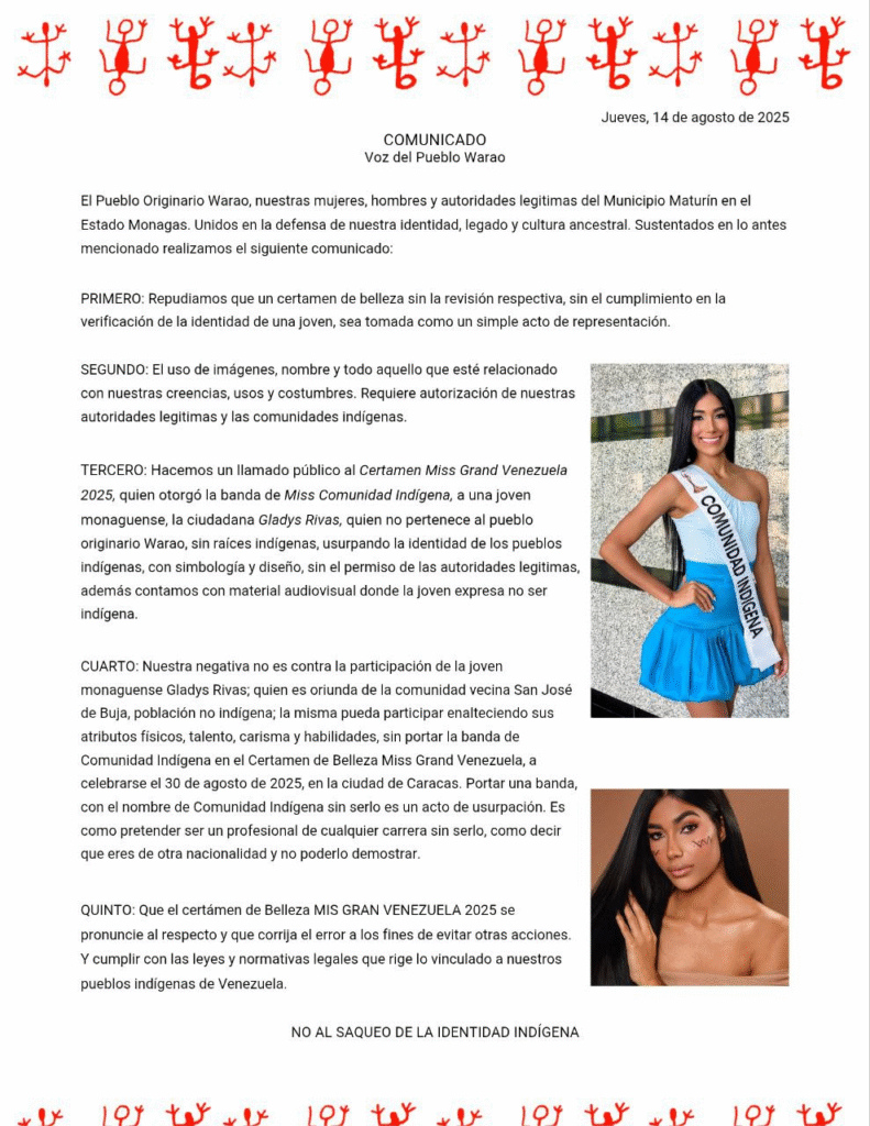 El pueblo Warao rechaza la banda "Miss Comunidad Indígena" en el Miss Grand Venezuela 2 image 15