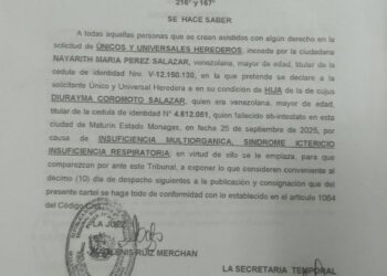 EDICTO JUZGADO SEGUNDO DE MUNICIPIO ORDINARIO Y EJECUTOR DE MEDIDAS DE LOS MUNICIPIOS MATURIN, AGUASAY Y SANTA BARBARA DE LA CIRCUNSCRIPCION JUDICIAL DEL ESTADO MONAGAS