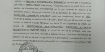 EDICTO JUZGADO SEGUNDO DE MUNICIPIO ORDINARIO Y EJECUTOR DE MEDIDAS DE LOS MUNICIPIOS MATURIN, AGUASAY Y SANTA BARBARA DE LA CIRCUNSCRIPCION JUDICIAL DEL ESTADO MONAGAS